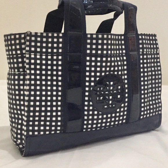 tory burch canvas and leather tote
